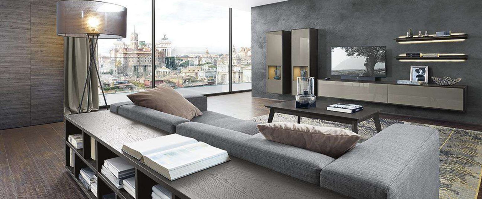 Wohnzimmer mit Sofa und Wohnwand – Wohnen bei Möbel Voigt in Borna